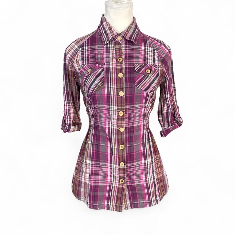 One Step Up Plaid Purple Y2K 2000s Academia Equestrian Rider girl 3/4 “ Medium